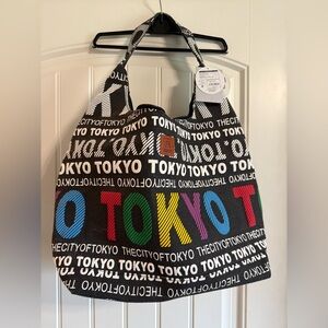Robin Ruth Black Tote Bag with Multicolor 'TOKYO' Lettering